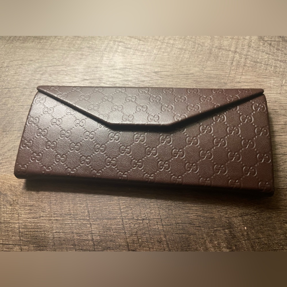 GUCCI foldable brown eyeglass case NWOT - Picture 2 of 6